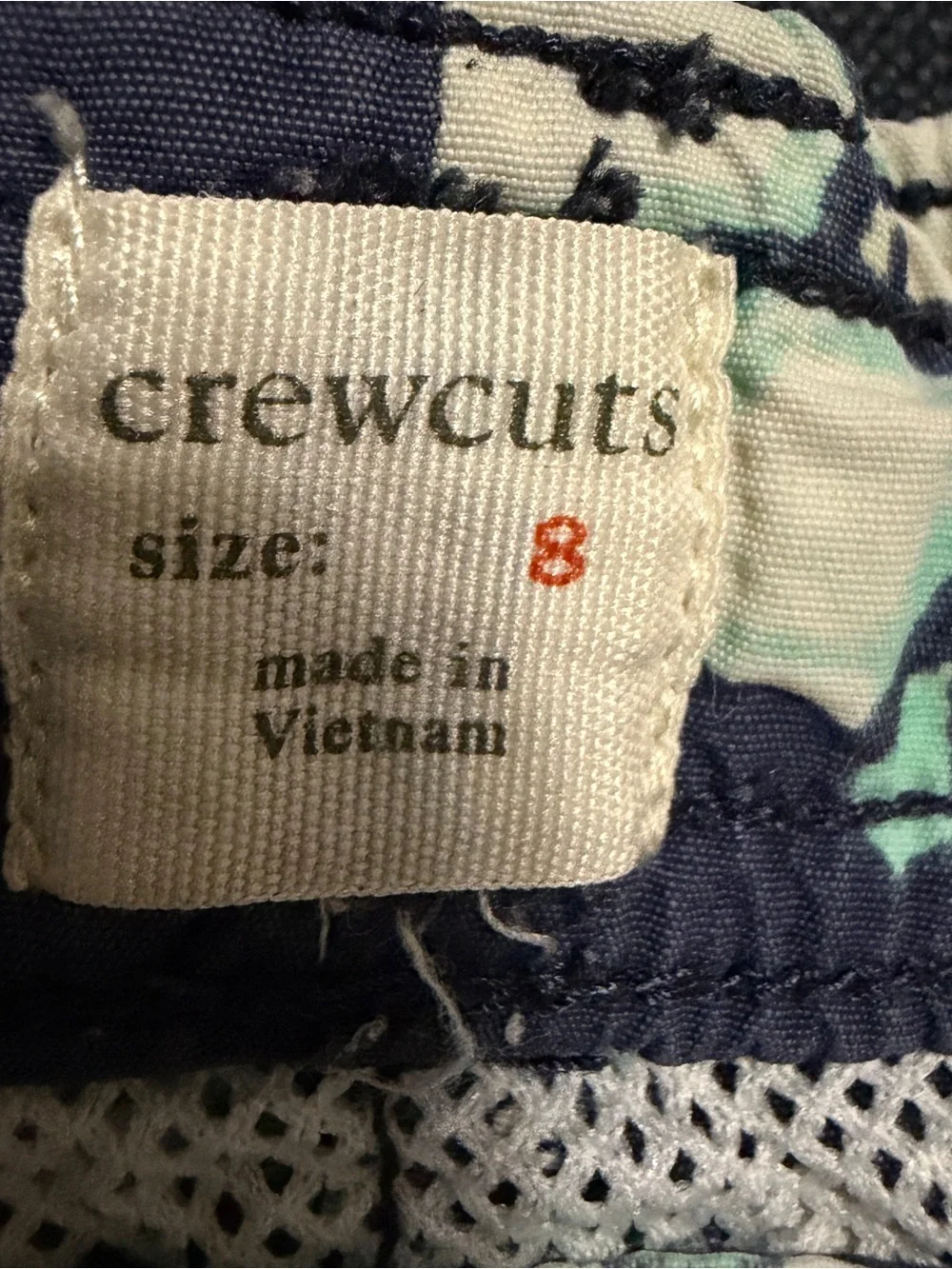 Crewcuts J.Crew Boys Navy Geometric Print Swim Trunks Sz 8